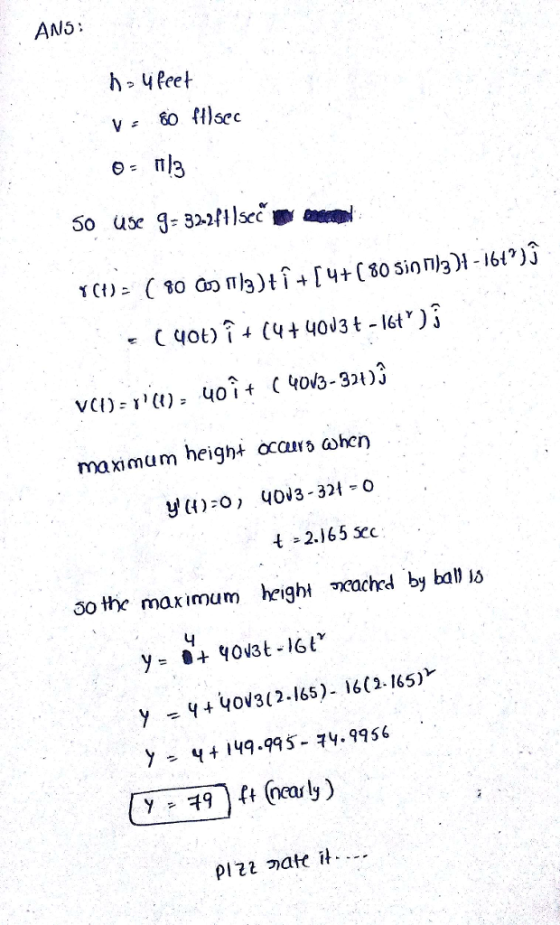 h yPeet maximum height ocou hen t 2.165 xc 3o the maximum eight meached by ball a Y+40v3(2-165)- 665 y- 4 + 149.995.- 4.9956
