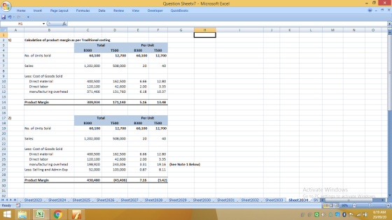 х Cla Question Sheetv7 - Microsoft Excel Home Insert Page Layout Formulas Data Review View Developer QuickBooks (?) X H1 A B