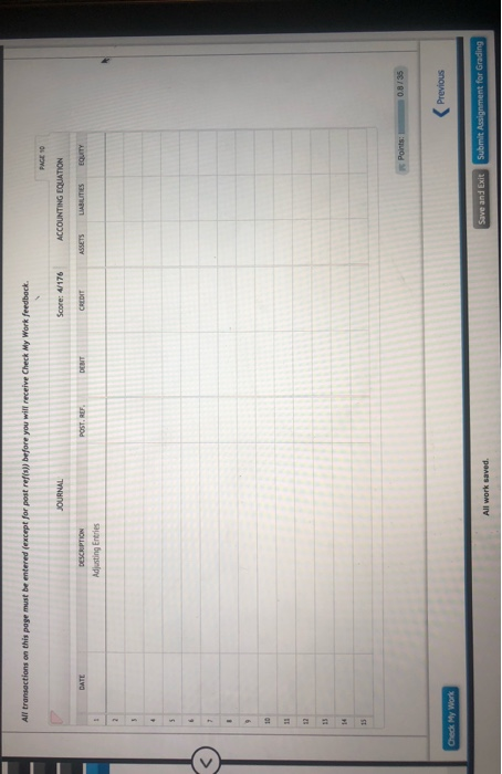 All transactions on this page u be entered except for postre before you will receive Check My Wort feedback JOURNAL Score: 4/