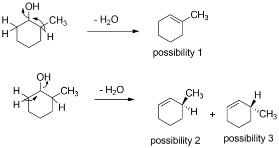 ОН CH3 - H20 CH3 H. H possibility ОН - H20 .CH3 CH3 Н H H Н CH3 possibility 3 possibility 2
