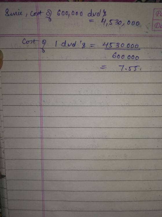 Pa Surice, cost of 600,000 duels 4,530,000 Da Cost o 1 and 8 = 4530000 600 000 7.55