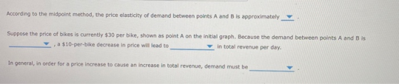 According to the midpoint method, the price elasticity of demand between points A and B is approximately Suppose the price of