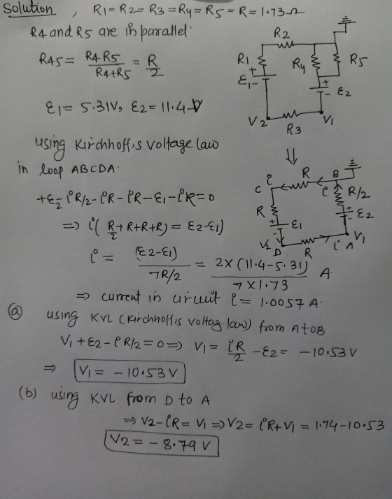 2 w R45= R4 R5 Luft Ry Ez VI R3 B R wt C е a smuth solution RI=R2=R3=Ry=R5=R=1.732 R4 and R5 are in parallel R2 R RI R5 R4+RS