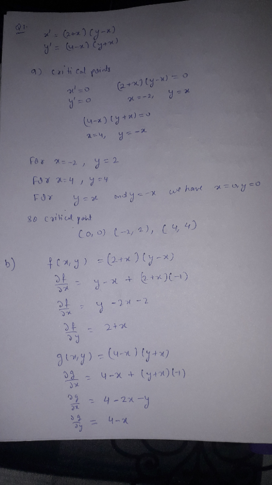 1 a) citi cal psinds C2.+xy-)o 20-2 4-x)0y+) FOT x=4y80 ur hare endya-x Co, 0) -2), C44) b) cmgCay-x) - +2tx-1) -2-2 2+70 gin