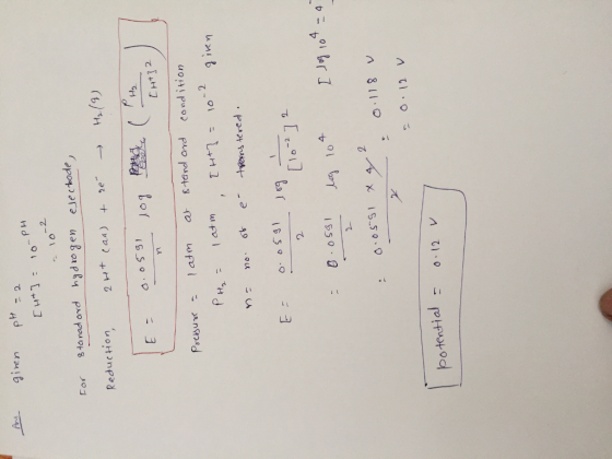 2 gta rad aYd hydro Jen ejec-bode). For ReducHon H2 2 atm a &tard ard Cond ition 2 2 O 12 V otendi 0 12 V