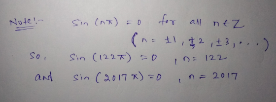all ntZ Sin (n) D Note (. Sin (122万) +1,2 1t3, . - 0 10: 122 and Sin (2017下) -0 (n= 2017