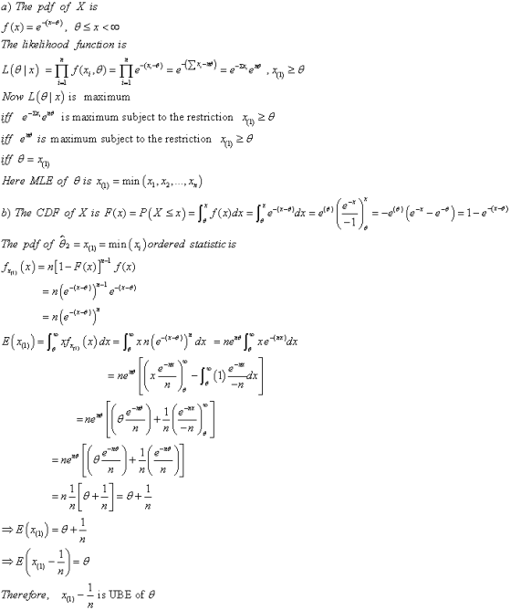 a) The pdf of X is f (x) = 278-), 95x<00 The likelihood function is (8\x) = { $(x,0) = 1/2**) = qE**) =6****, 4020 Now L(9|x)