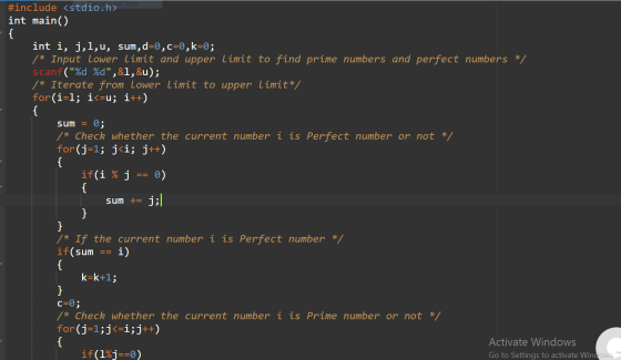 #include <stdio.h>ar Ship int main() { int i, j,1,u, sum, d=0,c=0,k=0; /* Input lower limit and upper limit to find prime num