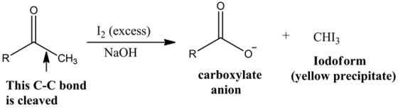 12 (еxcess)
CHI3
NaOH
R1
R2
CHз
Iodoform
carboxylate
(yellow precipitate)
This C-C bond
anion
is cleaved
о