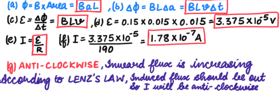 (a) 6=BxAula = Ball (6) AQ - BLoa = BLVAT (c)E=4 - BL2e),6 €= 0.15 x 0.015 x 0.015 = 3.375 x165v (e) I-E 1f) I = 3.375x105. 1