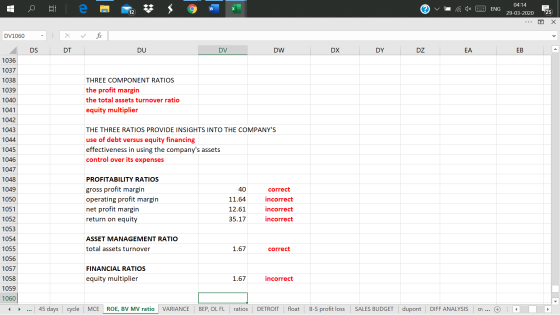 W v a 1x 3 € ENG 04:14 29-03-2020 ... X fix - DS x DT DU DVDW DXDYDZ EA EBA THREE COMPONENT RATIOS the profit margin the