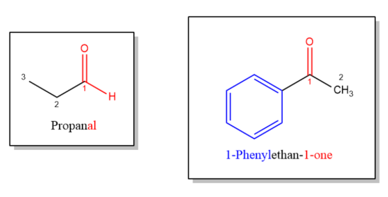 CH3 Propanal 1-Phenylethan-1-one
