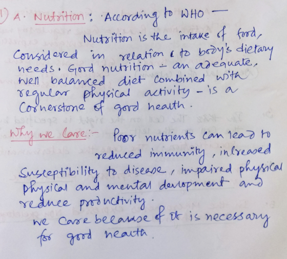 A Nutrition: According bWHO Nutsitian is the intake frd elation to brys dietany an adeauate Nen balanced diet Combined wta ph
