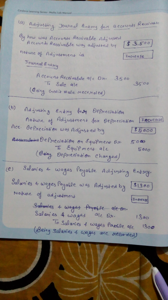 Cordava Learning Series- Maths Lab Manual Adjusting Jounnal &ntay doun aecounts Receivable By how was Accounds Receivable Adj