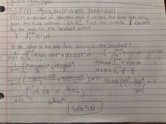 o only gallon year/year 055) F(t) = -9400,000 (4-0.02E) (04€+0.02) F(t) is measured in newtons and t in sec. the force acts o