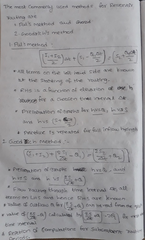 The most Cem used methods for Reserve Youting are 1 Ruls method aud hoes 2 Groodrichs meehod I Puls method Ii+12 G,Δと ms o