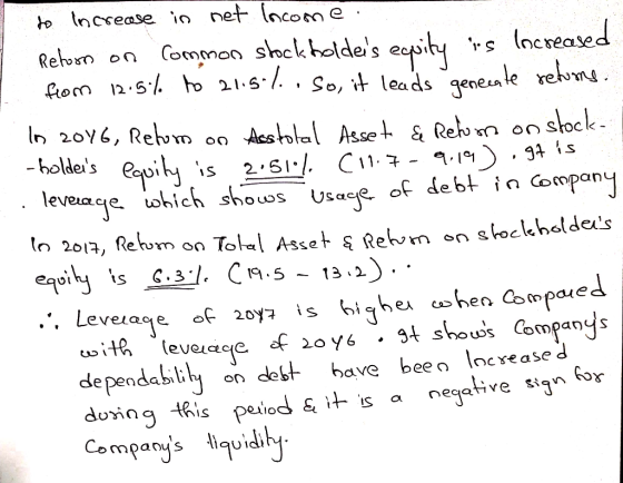 to increase in net income Reloon on Common stockholders equity is locreased from 12.5% to 21.5%. So, it leads generate retum