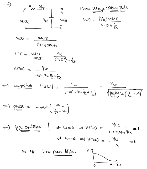 -) From Voltage division Rule + + Unis) Yec Volg) 4(8) z (Voc) vikire) Ragit I it the Vols) Url (3) 82LC + JRCHI H03) U13) YL