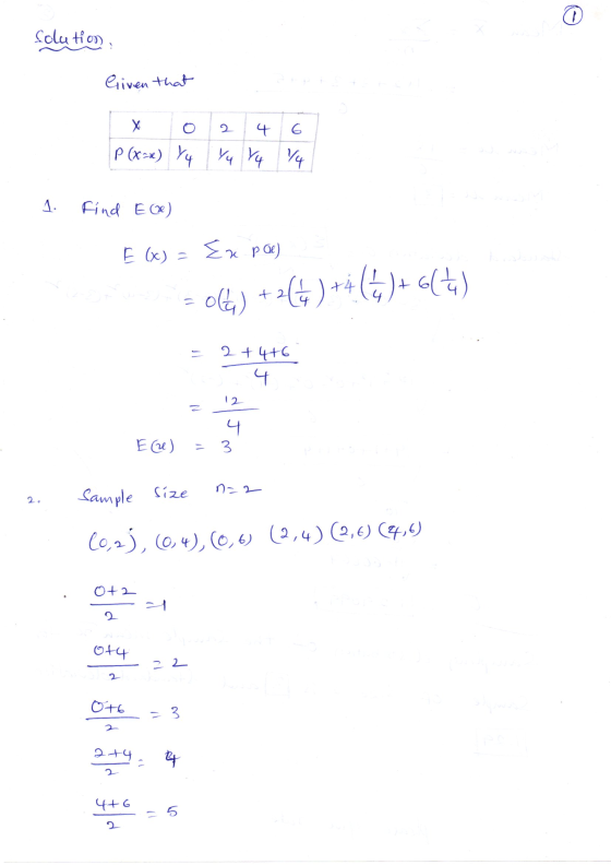 C Solution Given that 2 4 6 P (X2) Yu Yu Y4 / 1 . Find Ee) E (x) = Expl) اور (5)+66+) + 2 ola) 26 ) +1 2 +4+6 12 4 3. Ee) na