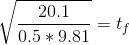 20.1 V 0.5*9.81 = ty