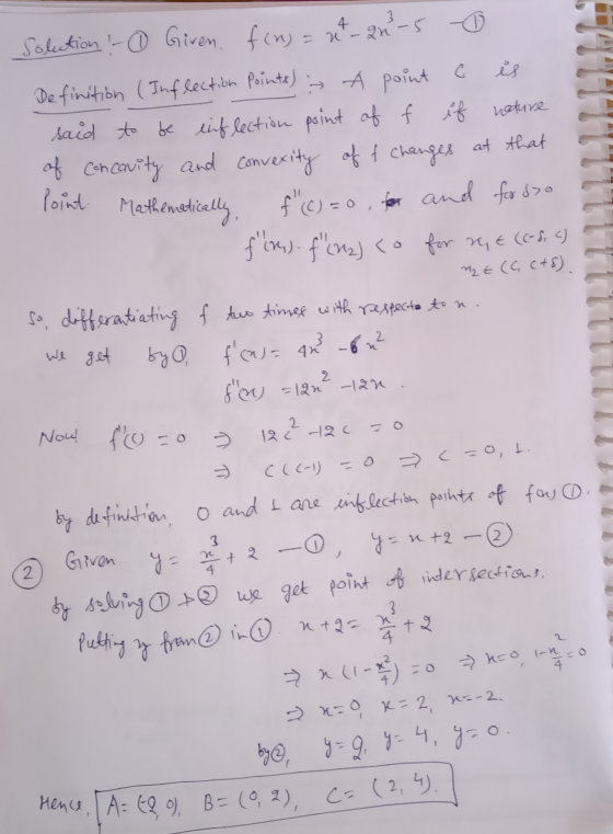 is Point Mathematically, solution :- 0 Given, fin) = 27-an-5 - Definition (Inflection Pointe) - À point a said to be einflect