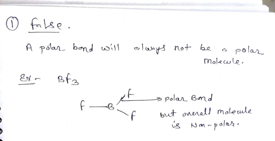 A polan bond will 1aynot be polar molecule Bf2 Polar Band F but onenal maleule s Nm-polar