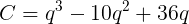 \large C = q^3 - 10q^2 + 36q