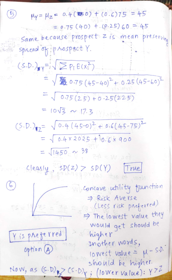 = 0.75 (40) +. (P. 25) 60 Same because prospect z is mean preservi 45 0:75 (45-40025 (45-Lo) 0.75 (25) +0。25(225) =loJ3 ~173