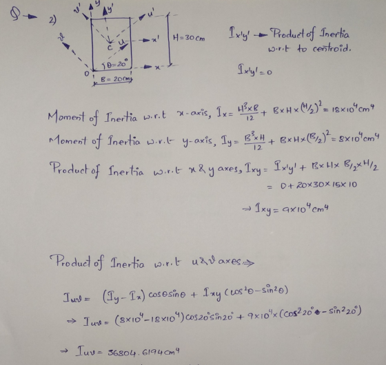 21 A Ay! 2 ) N sal H=30 cm Ixly - Product of Inertia want to centroid, 3 B= 20 Ixlyl=0 B= 20CM Moment of Inertia w.rit x-axi