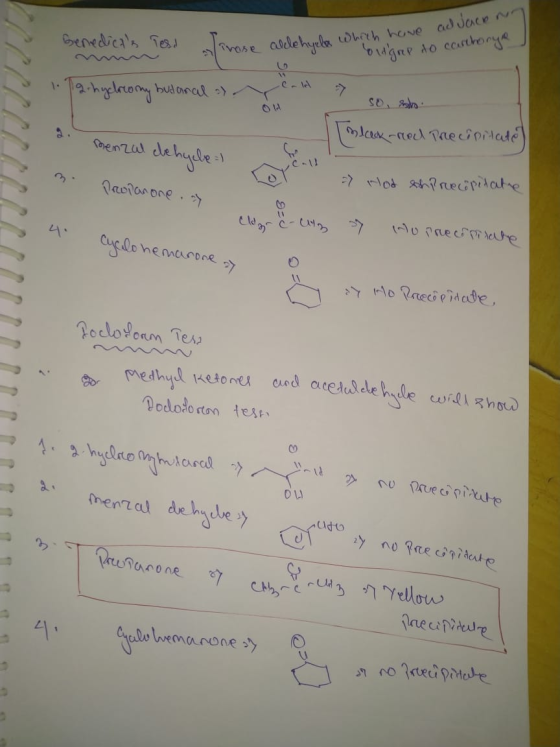 e aldehycles which have adjacent Benedicts Test Torose aldehyela who digree to cart 1. 12. hyclroomy budanal - Cold - 7 so,