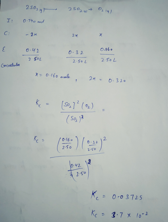 250 g + O219) 2503 g 0.740 ml I C: - 2x 20 X e 0.42 0.160 2.502 0+32 2.50L 2.50L oncentredon = 0.160 mole 2n = 0.320 k = [so,