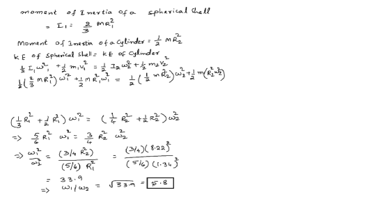 2 2. of Spherical shell kE of cylmder k E 2. 2 3 3 9
