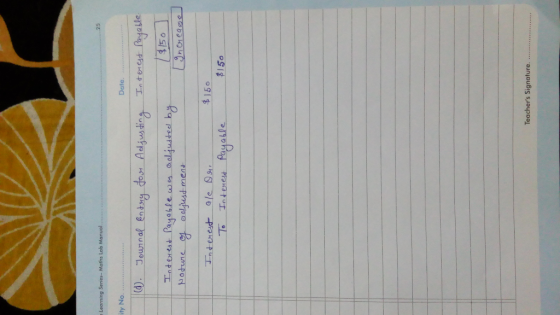 Learning Series- Maths Lab Manual. Date. ON A! (d). Journal Endsiy for Adjusting Interest Payable 3150 Increage Interest Paya
