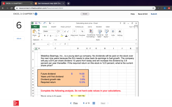 EXCEL 3: CHAPTER 7 x Get Homework Help With Che X → C newconnect.mheducation.com/flow/connect.html EXCEL 3: CHAPTER 7 A Saved