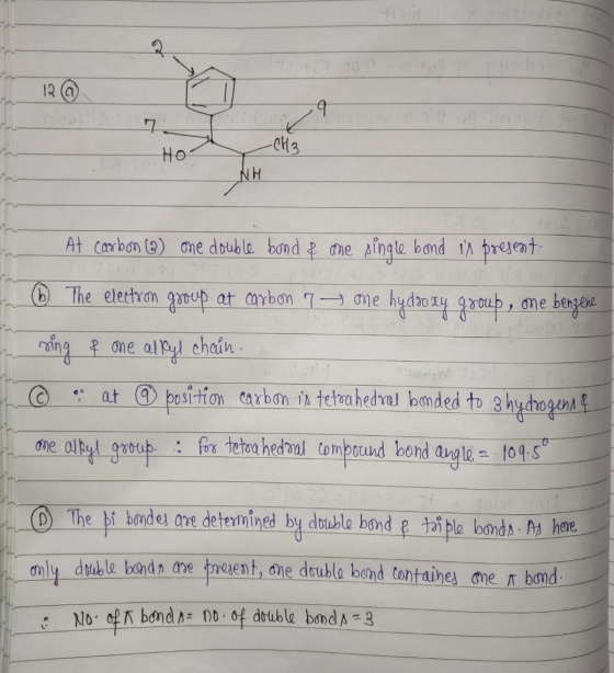 At carbon (2) one double bond & one single bond is present. 6 The electron group at carbon 7 one hydroxy group, one benzene s