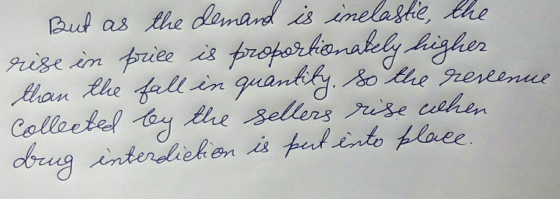 But as the demand is inelastic, the rise in price is proportionately higher than the fall in quantity, so the revenue collect