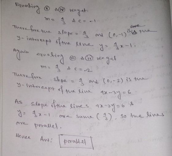 Raveling A & weget. 3 appe and (0,-) is is the 3 Therefore the slope a yo intercept of the Ayain eavating M & W we get line y