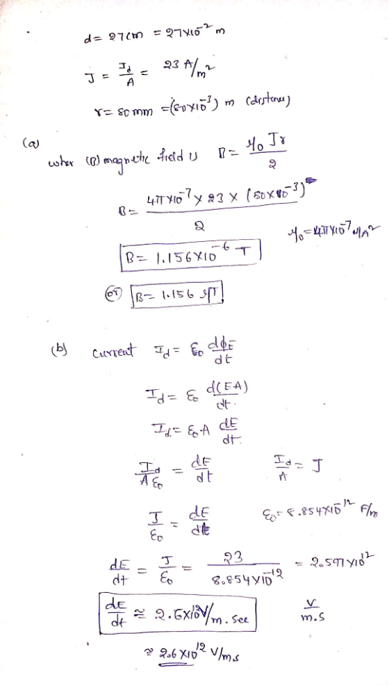 4ะ 97(n = 27x16 ) jam 93 94%/m2 r= so mm = levy10) m (drstence) Wher (0) magnetre field is 8= 40 Jy 471407Y 23 X (S0x803) % 4