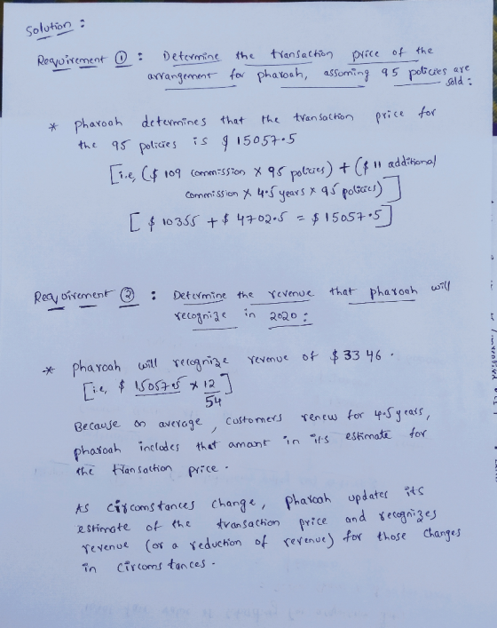 solution : Requirement : Determine arrangement the for transaction price of pharoah, assoming 95 the policies are - soldi * P