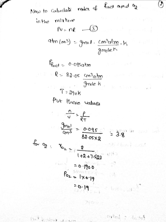 o Now to cabuclate moles of her and an in the minneve Pu= nR 0 alm (m3) -- gmol. Cmpalm.k. gmolek Pruel - 0.095arn R - 82.05