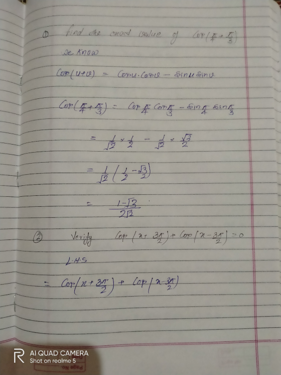 find the chord salue of Cor (1) we know Com (uto) = Copu.Coou Sinu sinu Cor(a) Cor A COTE sinn sing 3 2 3 el 2 1-3 212 © Cop