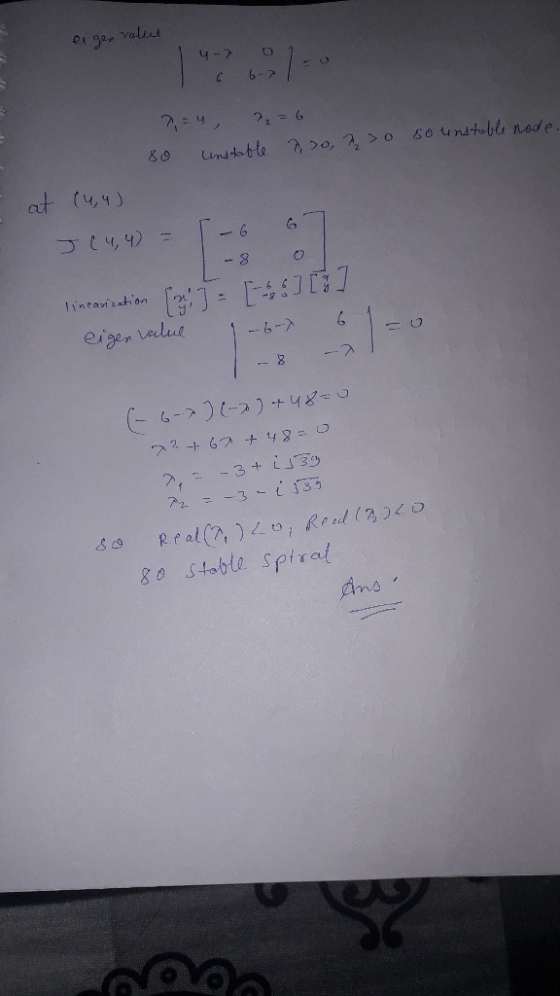 ei gan valiu 4-7 C. 6-7 unstotle >o, >o s0 unstoble node - at (4,1) -6 -8 incatstion T4 eiger velue -6-7 --7 6-71-1+48 2 +67