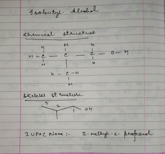 4sobutyl Aleahul chemical staucte 1 ) &Kelelalt uctur 2- methyt UPAC Nqme :- 1-