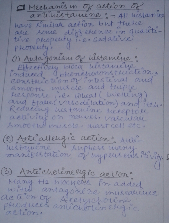 a Mechanis in of action of ante his tamene :- All histamine have similar action but there a are some difference in qualiti- t