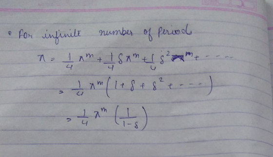 & for infinite number of period no I am + I samt u