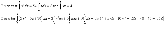 Given that ſp ds = 64.med = Band Jis = 4 Consider ( 2x +53 +10) dr = 2{xdx +s+10dr= 2x64+5*8*10*4 = 128+40 +40 – 208)