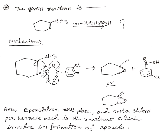 The given reaction is elt3 m-aCcHugget -CH3 m-ce C6 H4C03H ? mechanisms Letz V-0H or Here, Epoxidation takes place, and meta