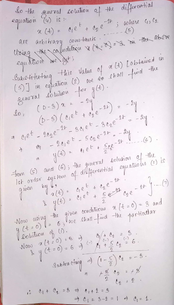 othe AuTal Lo lution ot the differurtial aton ) ic -와 are arbihrary cous tanks this value of ) Lobtained 2ト hom ()aud ) euea