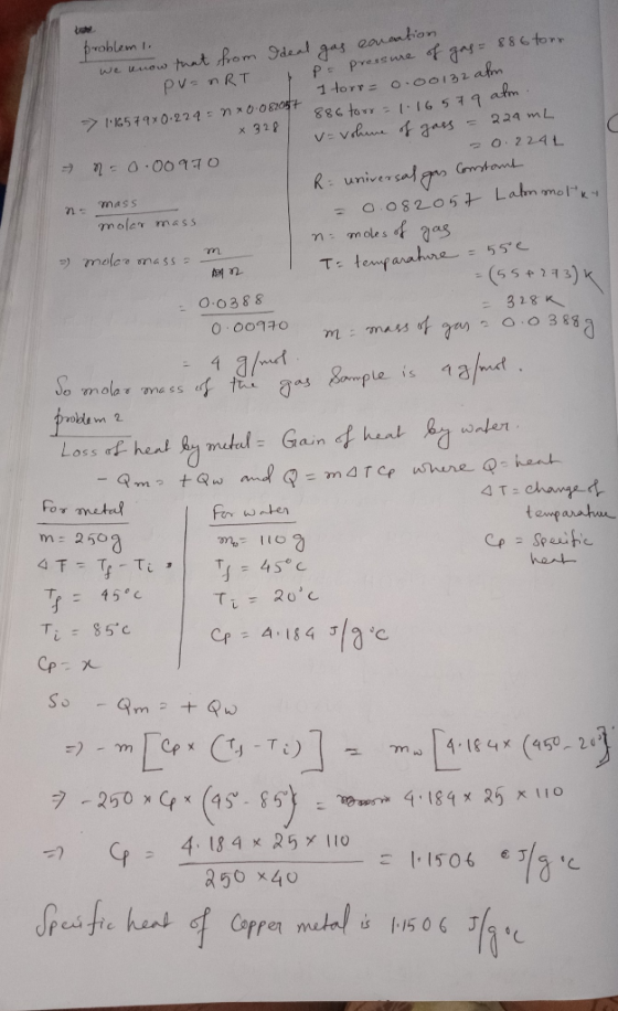 problem l. of gas = 886 torr pressure → we know that from Ideal gas earcation pv=nRT P= I torr = 0.00132 atm → 16579*0224 n*0