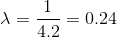 \lambda = \frac{1}{4.2} = 0.24
